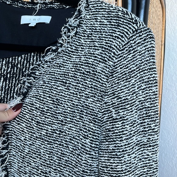 IRO Azure Striped Stretch Tweed Jacket in Black/Ecru - Picture 9 of 12